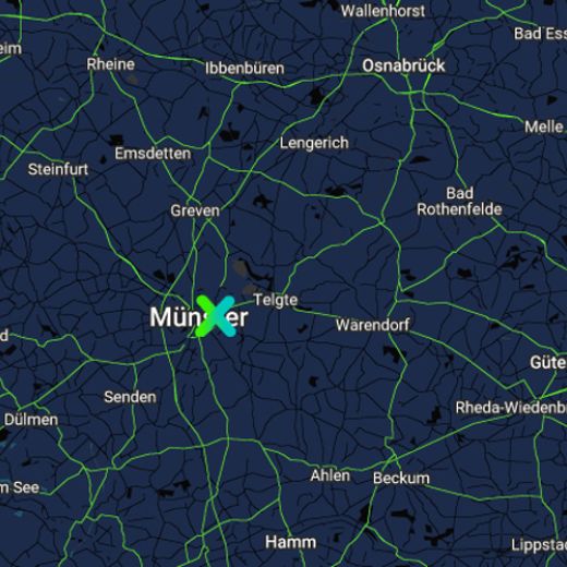 Landkarte mit NexDrive-Werkstätten als Werkstatt-Finder